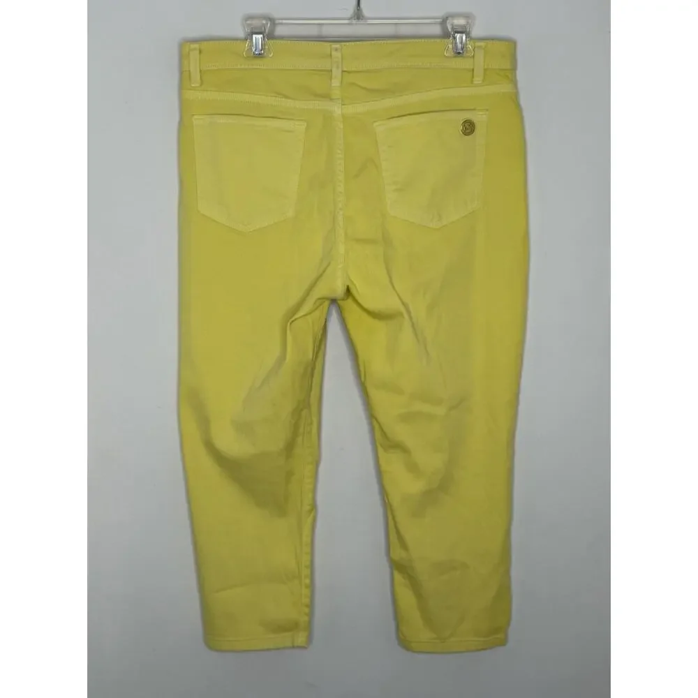 Michael Kors Womens Izzy Cropped Skinny Jeans Yellow Size 14